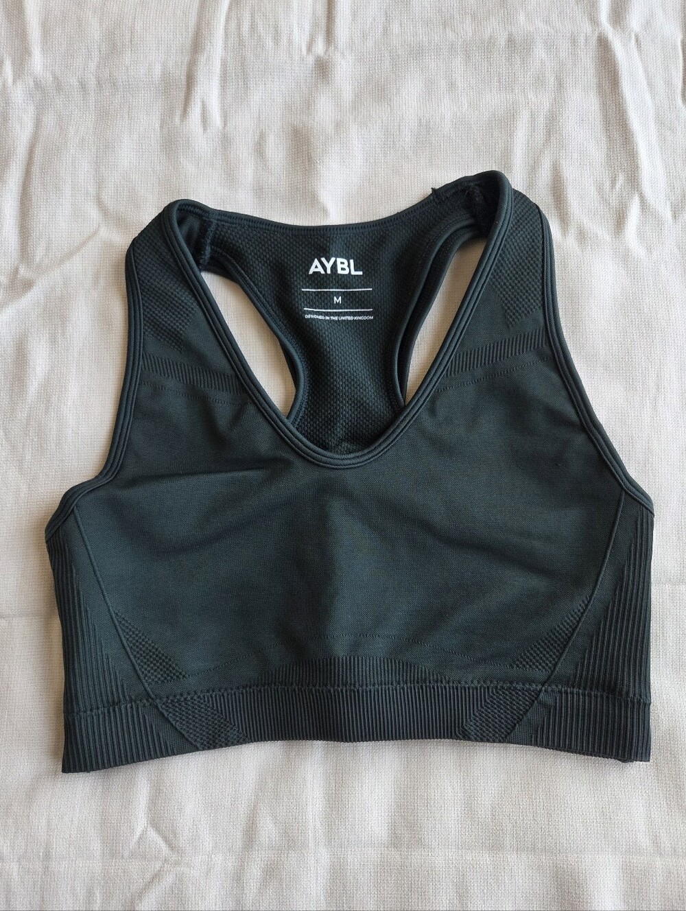 AYBL Women's Dark Green Racerback Seamless Sports Bra Gymwear Like New - Size M